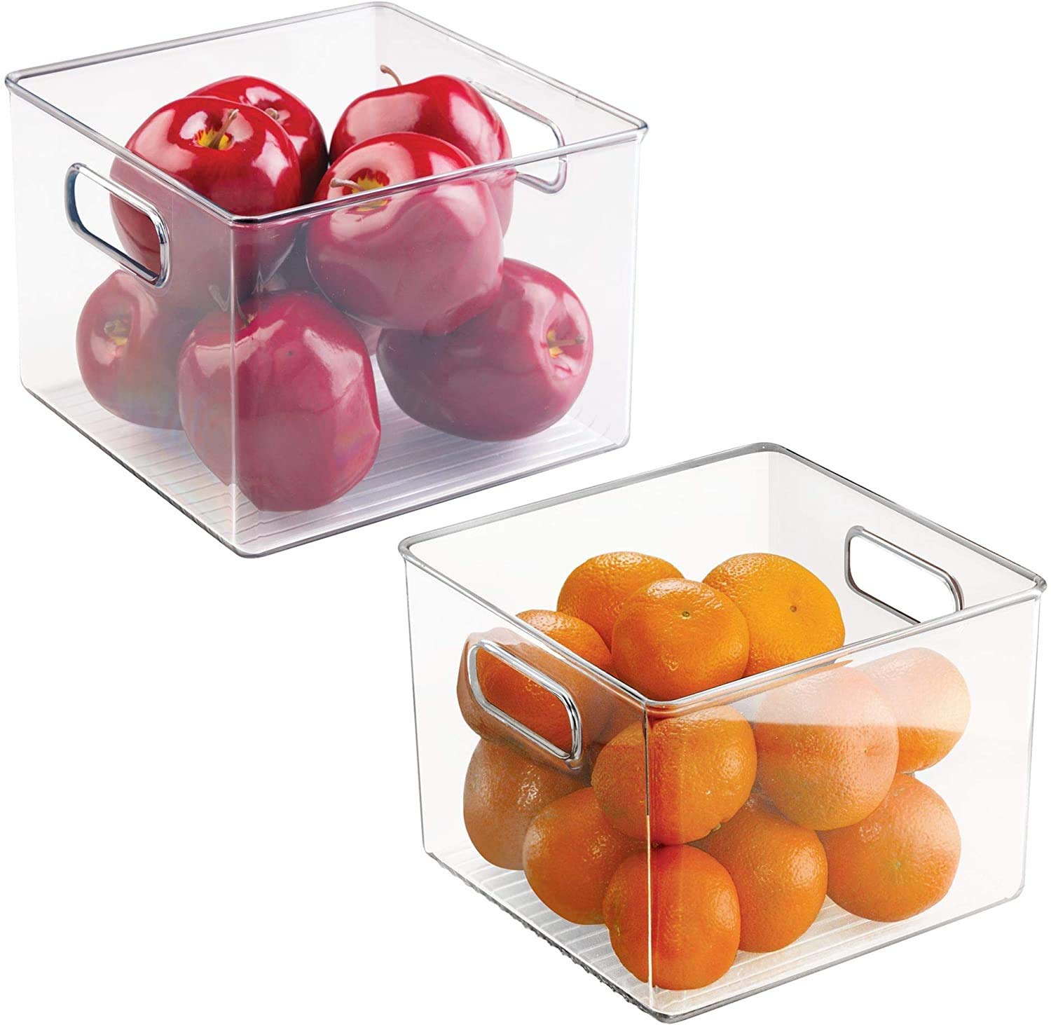 iDesign Kitchen Binz BPA-Free Plastic Deep Stackable Organizer with Handles - 8 x 8 x 6, Clear (Pack of 2)