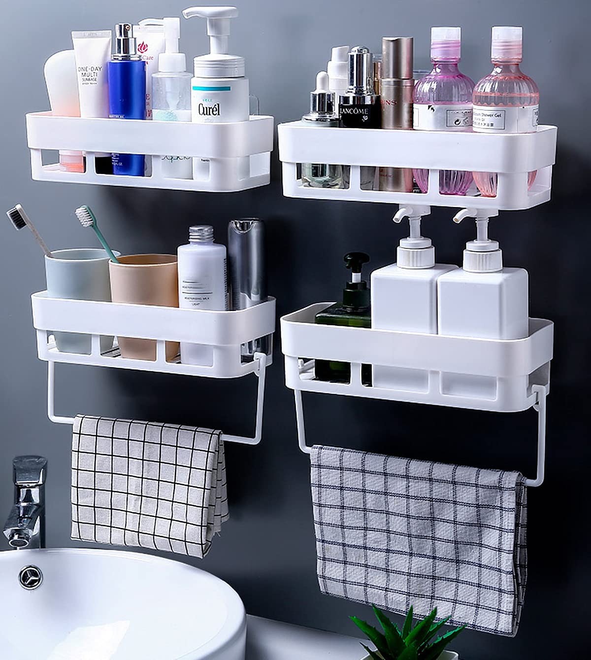 House Of Vipa Wall Shelves Kitchen Bathroom Shelf SelfAdhesive Sticker Hook Multipurpose Wall Holder Bathroom Storage Rack Box 