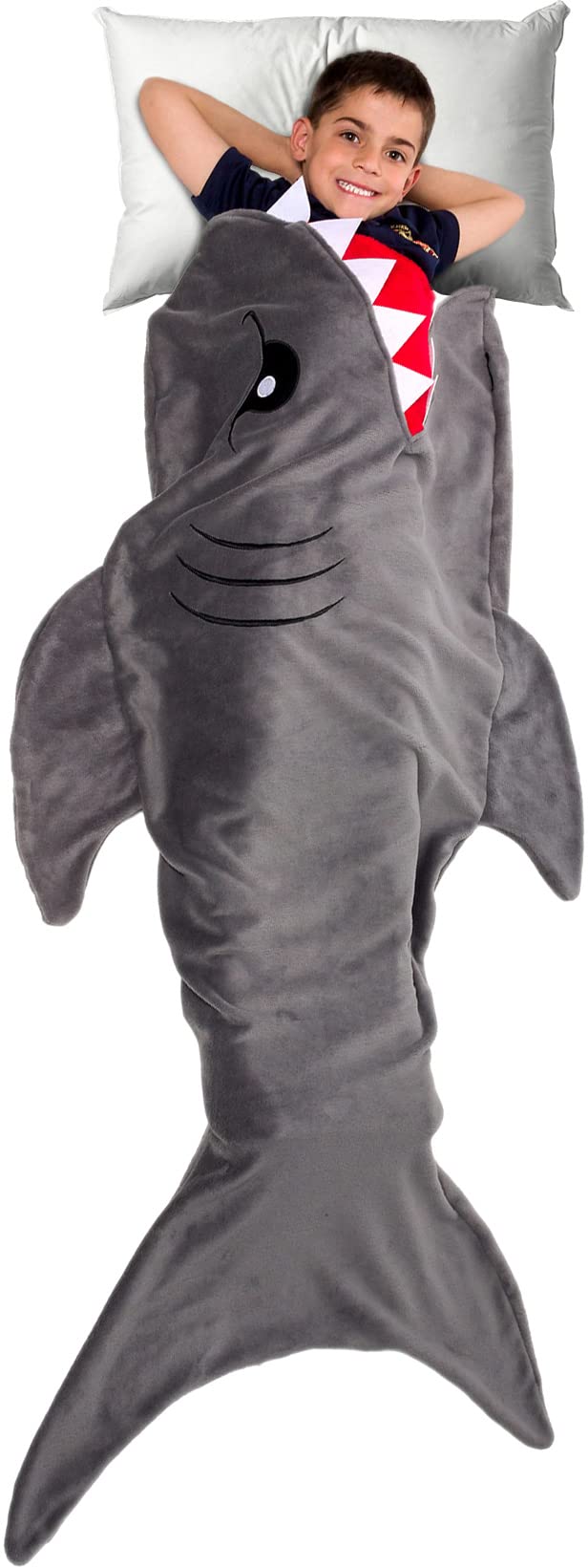 Silver Lilly Animal Tail Blanket - Plush Animal Sleeping Bag Blanket For Kids (Gray Shark)