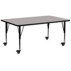 Flash Furniture Wren Mobile 30''W X 72''L Rectangular Grey Hp Laminate Activity Table - Height Adjustable Short Legs