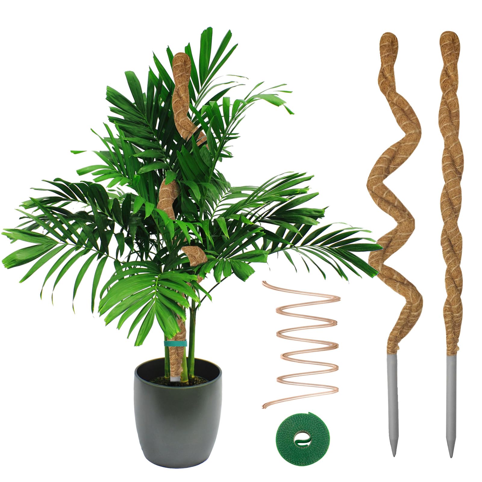 Usieka 2 Pack Moss Pole 25 Inch Moss Pole For Plants Monstera,Moss Poles For Climbing Plants, Handmade Coir Pole Plant Support F