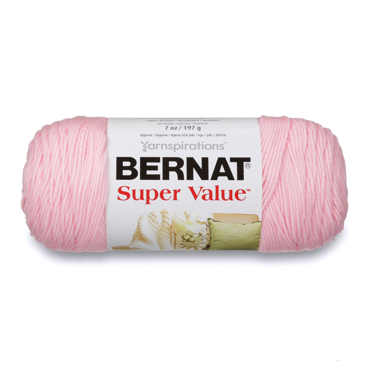 Bernat Super Value Yarn, 5 Oz, Baby Pink, 1 Ball