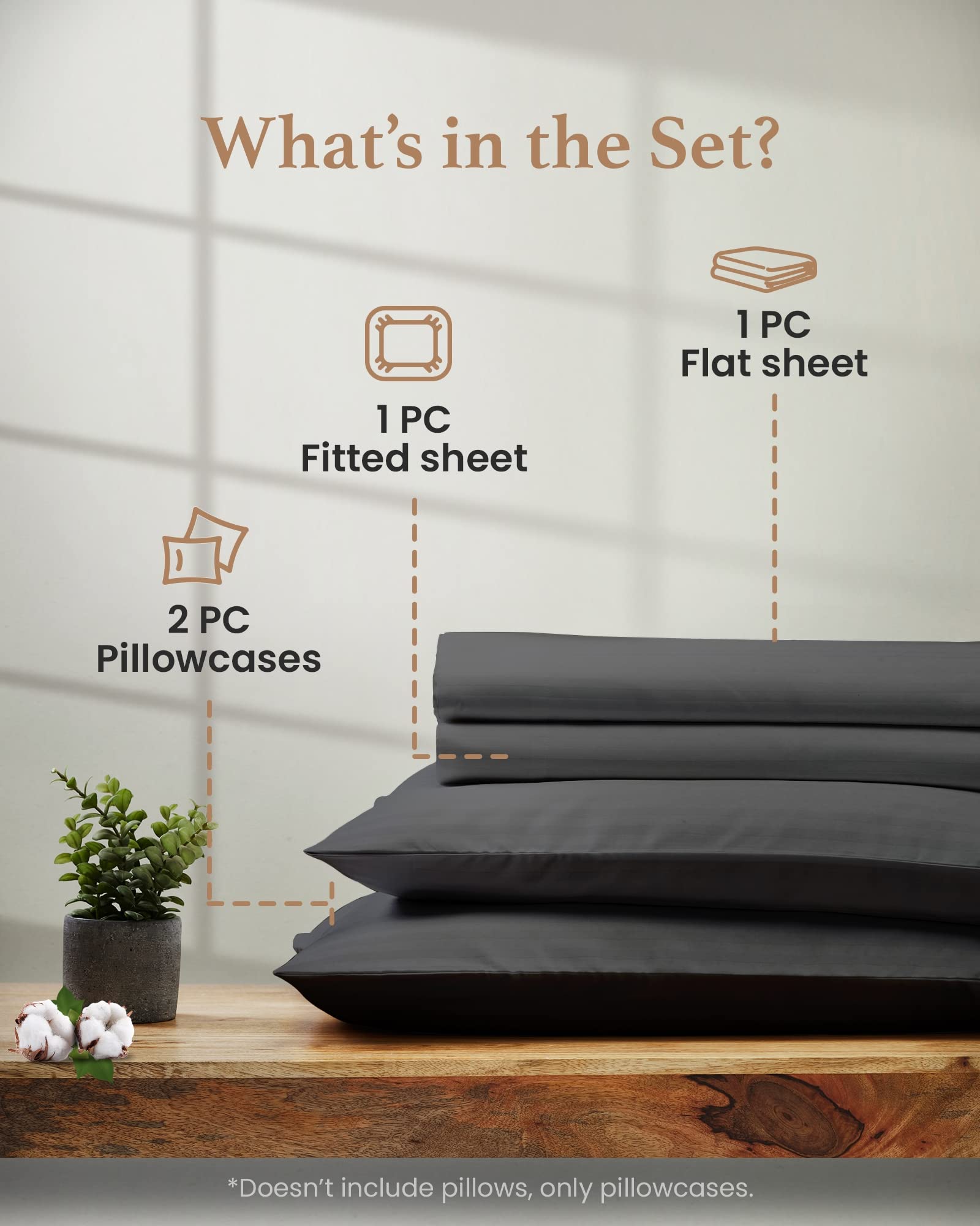 Good Sleep Bedding King Size Sheets Set Deep Pockets - 4 Pc, 100% Egyptian Cotton King Size Sheet, Fits Upto 16'', Luxury King S