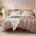 Nestl Khaki California King Duvet Cover Sets - Soft Double Brushed Cal King Duvet Cover, 3 Piece, With Button Closure, 1 Duvet C
