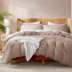 Nestl Khaki Duvet Cover Full Size - Soft Double Brushed Full Size Duvet Cover Set, 3 Piece, With Button Closure, 1 Duvet Cover 8