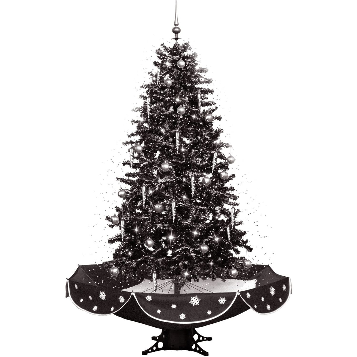 Fraser Hill Farm Let It Snow Series 75-In. Musical Christmas Tree With Black Umbrella Base And Snow Function, Fstr075A-Blk2