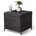 VINGLI Outdoor Side Table with Storage, 13-Gallon Patio Deck Box Outdoor Wicker Side Table for Poolside Balcony Storage Table (B