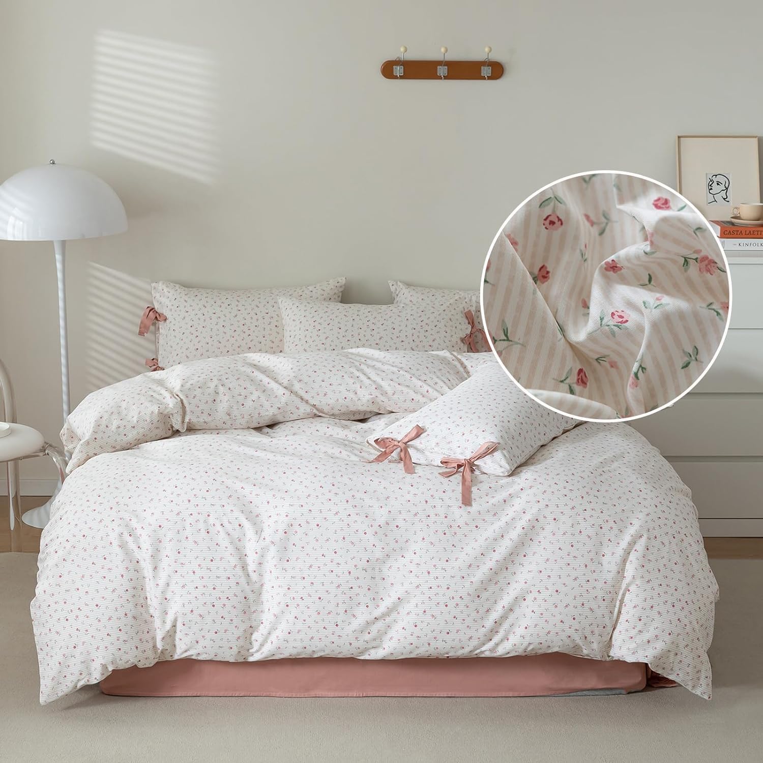 Girl Floral Comforter Set Twin Xl Pink White Flower Leaves Bedding Set Cute Fluffy Garden Floral Bedding Comforter Set 1 Floral