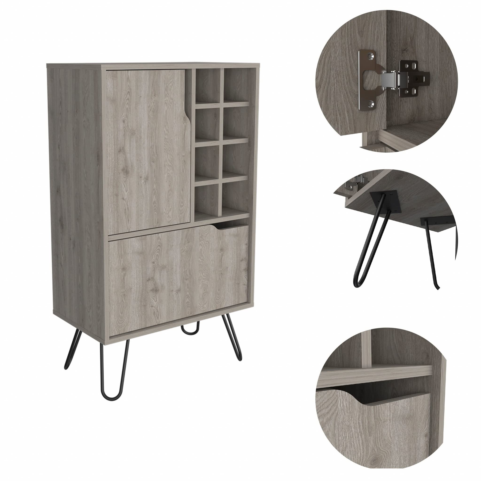 HomeRoots Light Gray Bar Cabinet with Two Door Panels