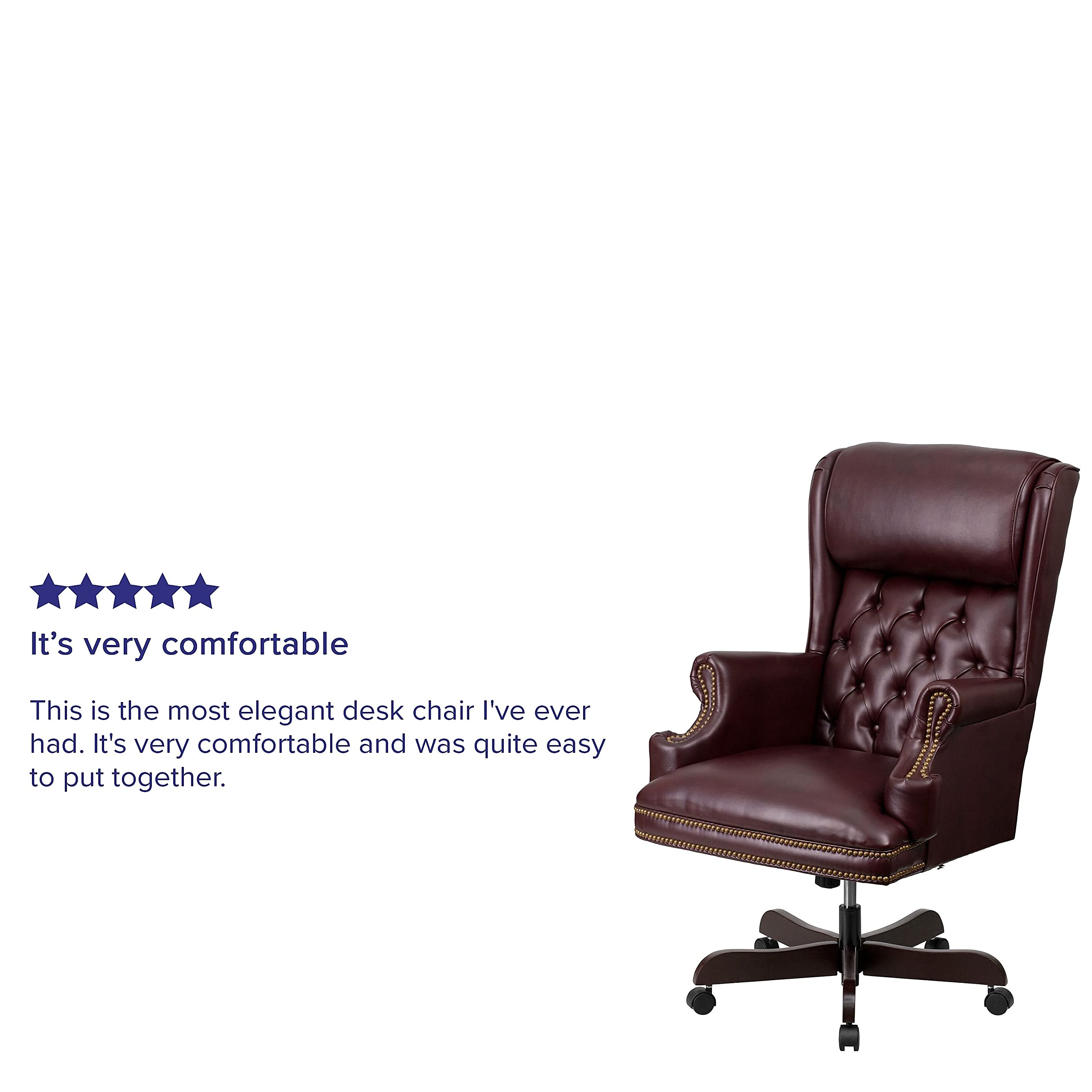 Flash Furniture High Back Traditional Tufted Burgundy Leathersoft Executive Ergonomic Office Chair With Oversized Headrest & Arms