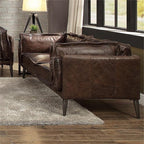Acme Porchester Leather Loveseat in Distress Chocolate
