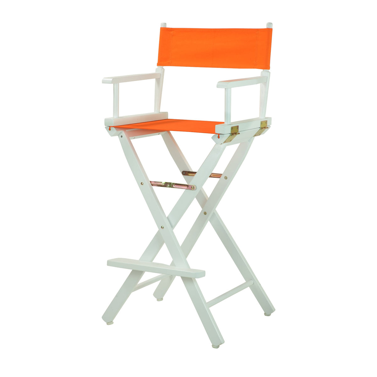 Casual Home Director'S Chair ,White Frame/Tangerine Canvas,30&quot; - Bar Height