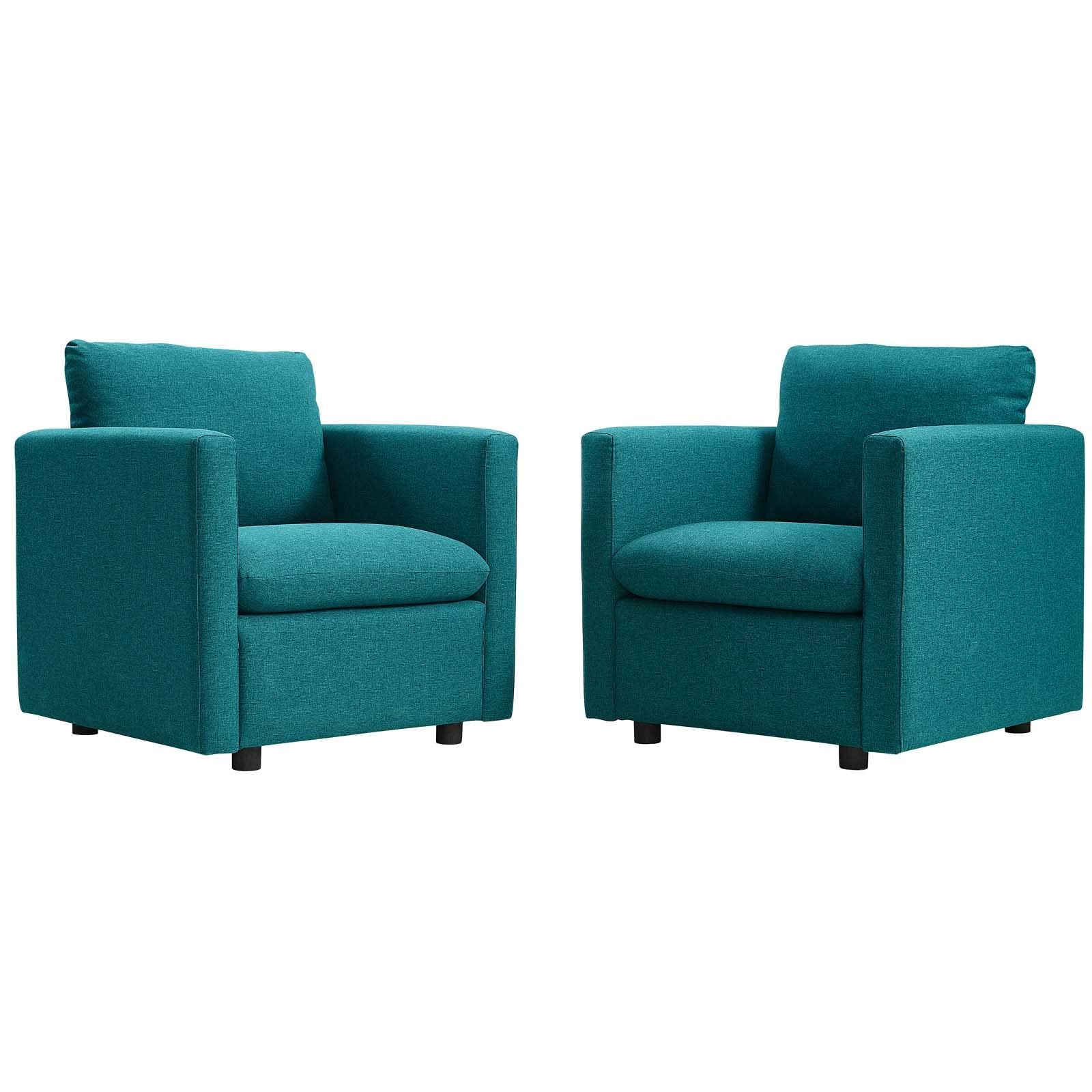 Modway Activate Upholstered Fabric Sofa, Armchair - Set Of 2, Teal