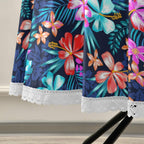 Qilmy Tropical Palm Flower Outdoor Tablecloth 60 Inch Waterproof Round Tablecloth With Umbrella Hole And Zipper For Backyard Par
