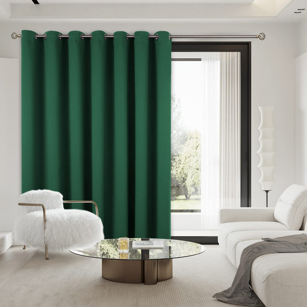 Bgment Room Divider Curtain 96 Inch Length For Sliding Glass Door, Wide Room Darkening Curtain For Living Room, Christmas Blackout Thermal Doorways Curtain For Bedroom, Emerald, 1 Panel, 100 W X 96 L