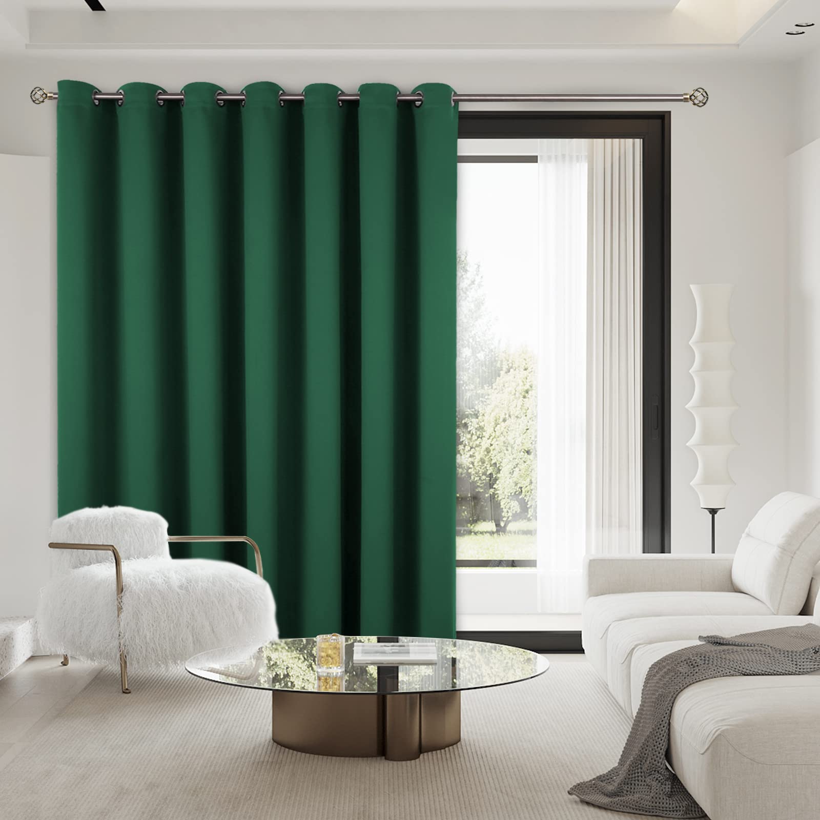 Bgment Room Divider Curtain 96 Inch Length For Sliding Glass Door, Wide Room Darkening Curtain For Living Room, Christmas Blackout Thermal Doorways Curtain For Bedroom, Emerald, 1 Panel, 100 W X 96 L