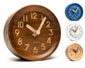 Driini Wooden Analog Desktop Clock - 4.3 in. Decorative Pinewood Clock, No-Tick Design - Easy to Read Silent Sweep Mantle Clock 