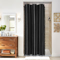MitoVilla Black Small Stall Shower Curtain 36 x 72, Half Size Narrow Polyester Linen Heavy Fabric Shower Curtains for Boho Farmh
