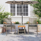 vidaXL Bistro Set - Outdoor 3 Piece Gray Poly Rattan & Acacia Wood Seating with Cushions for Patio, Garden, Backyard, or Balcony Furniture