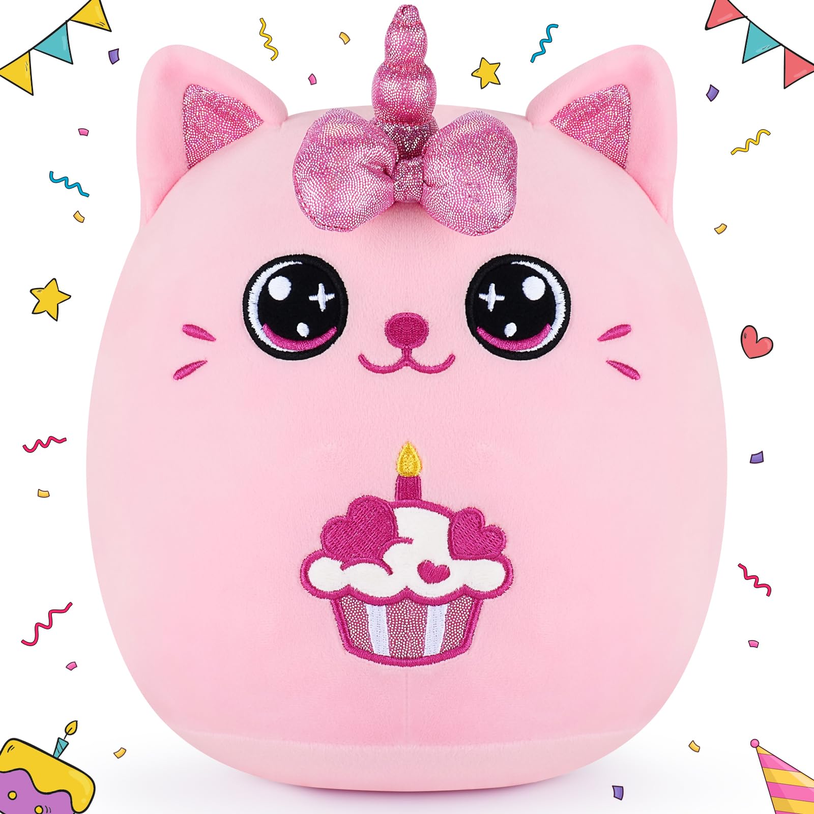 Birthday Gift Cat Plush Toys-11' Pink Cat Plushies Anime Plush-Kawaii Birthday Plush Pink Gifts Cat Plushie Stuffed Animals Cut