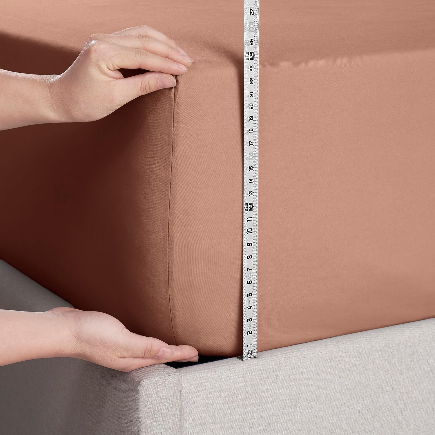 Nestl Rust Twin Xl Fitted Sheet Only, Extra Deep Pocket Fitted Bed Sheet, 1800 Microfiber Xl Twin Fitted Sheet, Ultra Soft Fitted Sheet Twin Xl Fits Up To 24 Inch Mattress