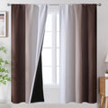 Estelar Textiler Brown And Greyish White Ombre Blackout Curtains For Living Room, Full Room Darkening Rod Pocket Gradient Curtai