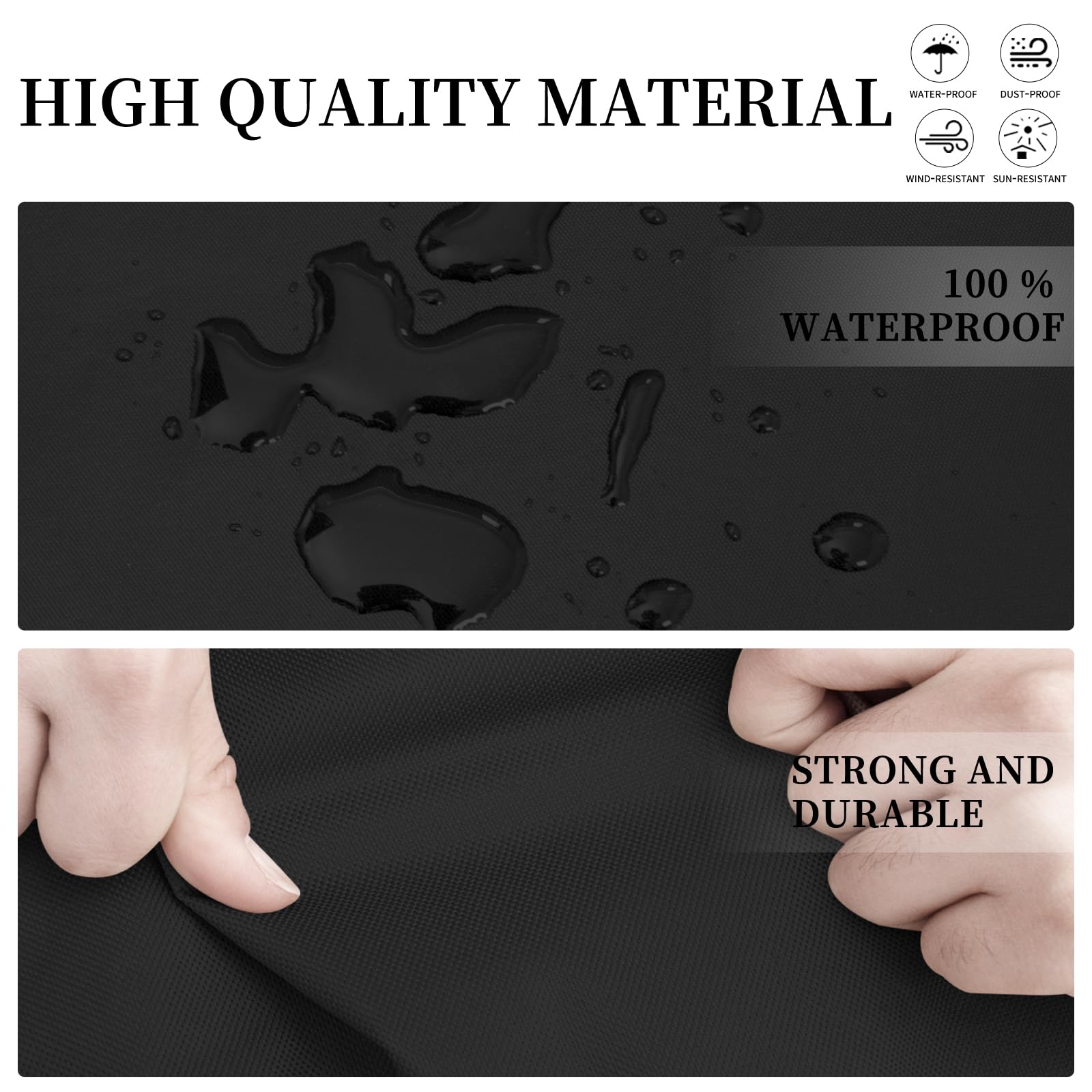 Easy-Going Patio V-Shaped Sectional Sofa Cover, Heavy Duty Outdoor Sectional Cover, Waterproof Furniture Cover With Air Vent 85' L (On Each Side) X 33.5' D X 31' H, Black