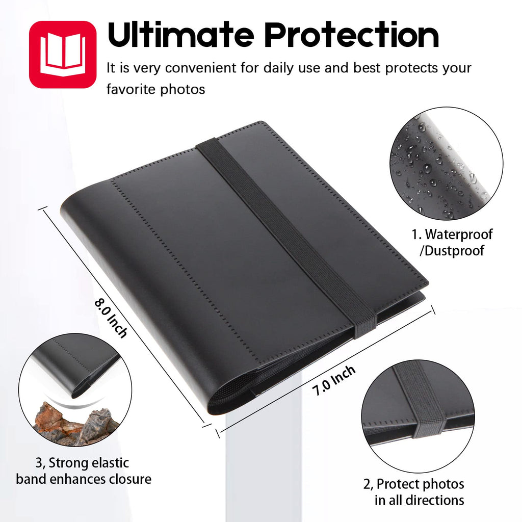 2Pack Small Photo Album 5X7 Holds 64 Photos Black Inner Page With Strong Elastic Band, 5X7 Mini Book Photo Picture Album For Art