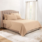Clara Clark Bed Sheets, Premier 1800 Series Bed Sheet Set With Extra Set Pillowcases, Deep Pocket Fitted Sheet, Luxury Soft Bedding Sheets & Pillowcases, Full, Taupe Sand