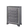 Benjara Benzara Wooden Chest With Mirror Trim Front Outline, Gray