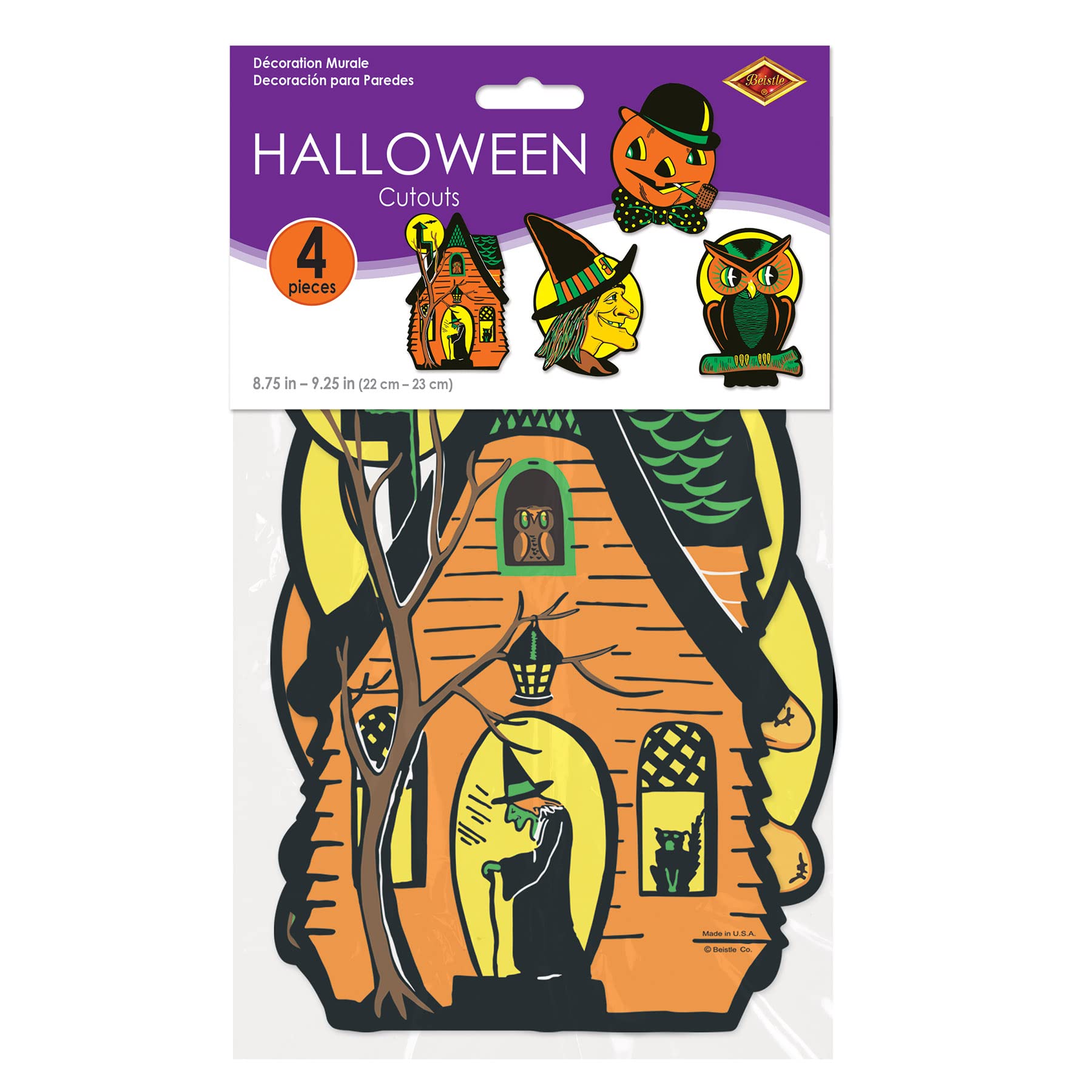Beistle Packaged Halloween Cutouts - Multicolor, 8.5 - 9.25 Size, Perfect for Halloween Decorations and Parties