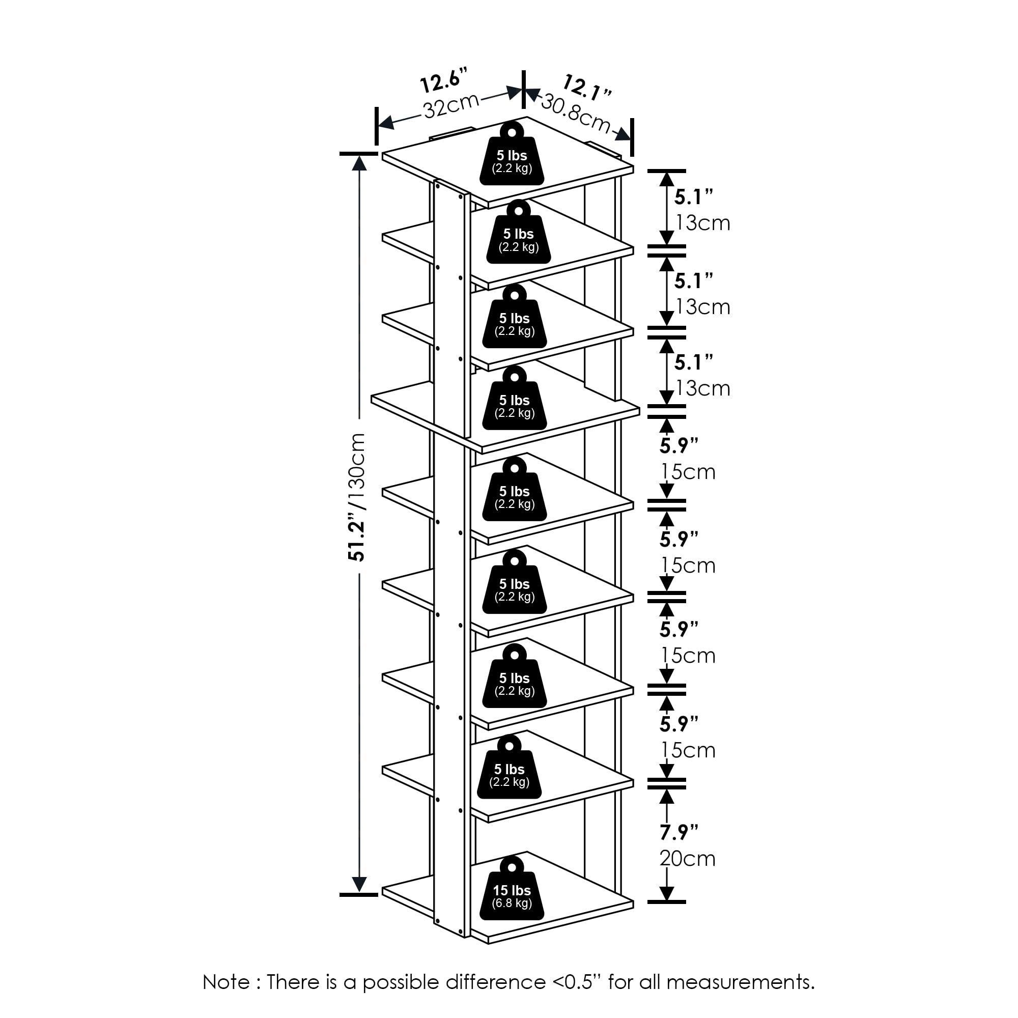 Furinno Compact 9-Tier Vertical Space Saving Free Standing Shoe Tower, Shoe Rack for Closet Entryway, Espresso