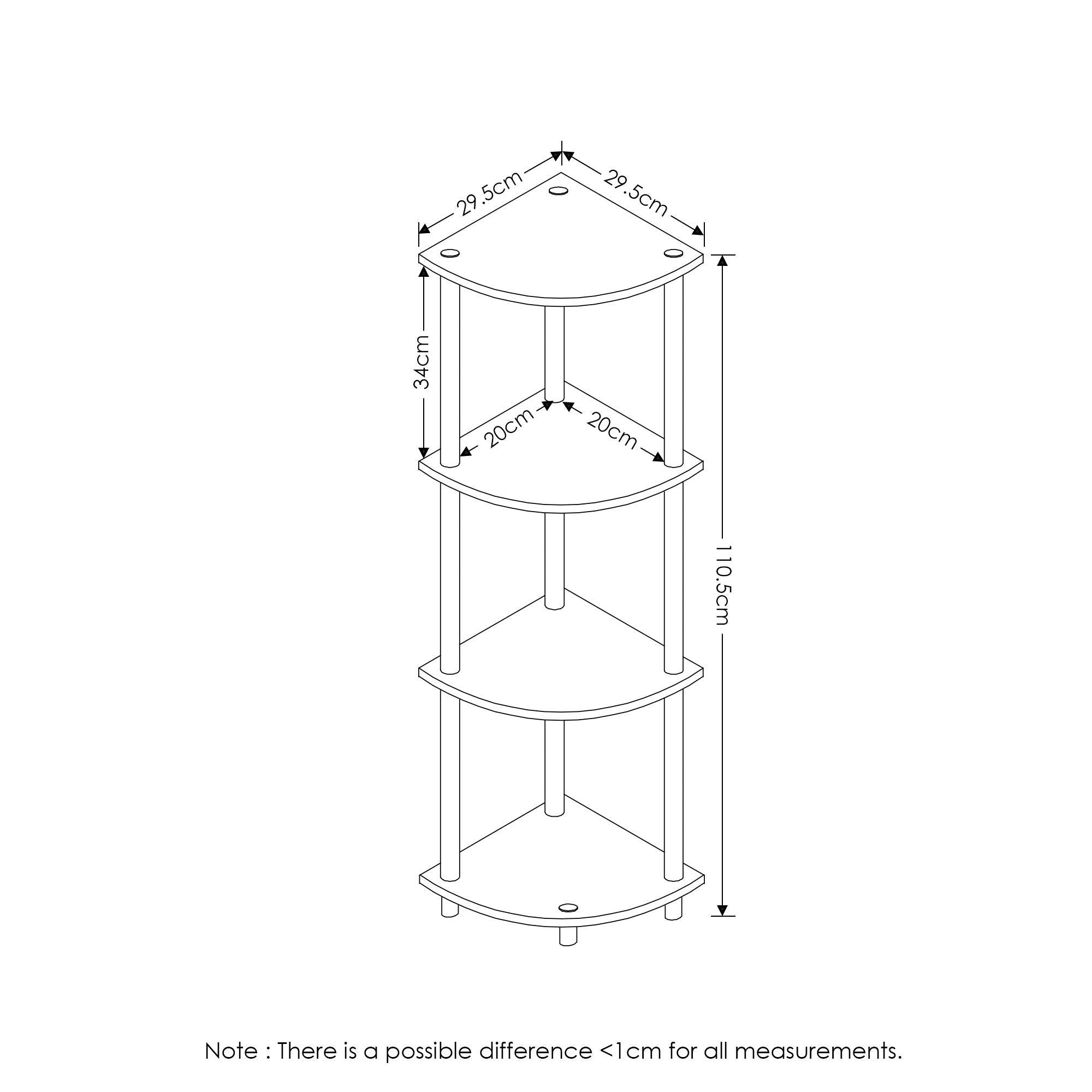 Furinno Turn-N-Tube 4-Tier Corner Display Rack Multipurpose Shelving Unit, Columbia Walnut/Black
