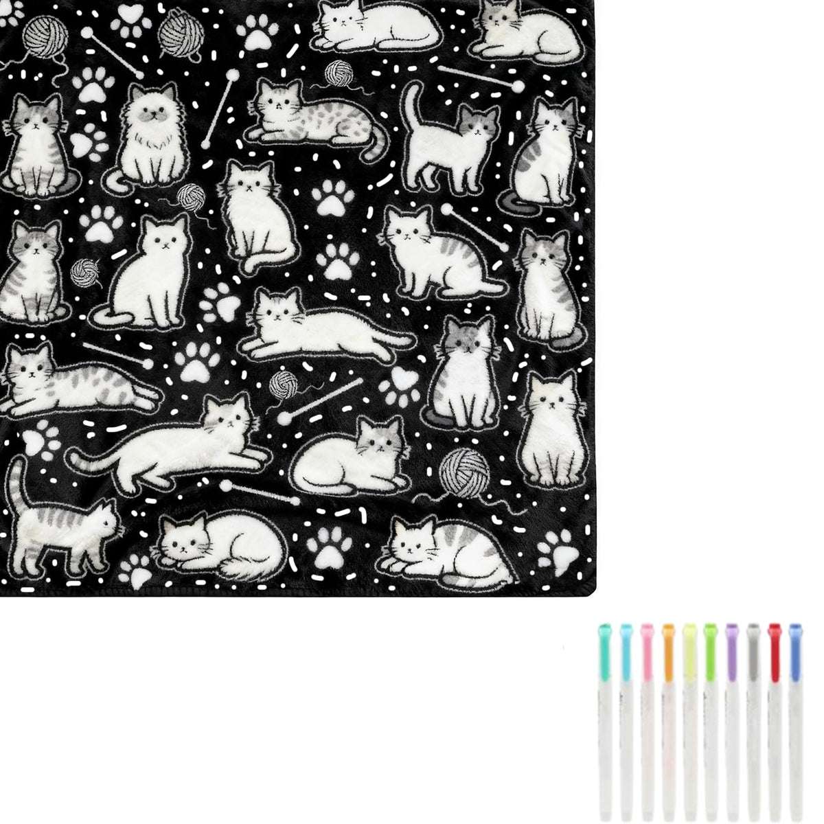 jklhkmhj DIY Coloring Blanket,50x60 Inch Creative Art Custom Dyed Fabric Blanket with Colored Pens Personalized Cozy Home Decor 