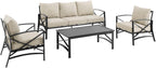 Crosley Furniture Kaplan 4-Piece Outdoor Sofa Patio Furniture Set, Conversation Sets For Porch, Deck, Oiled Bronze With Oatmeal Cushions