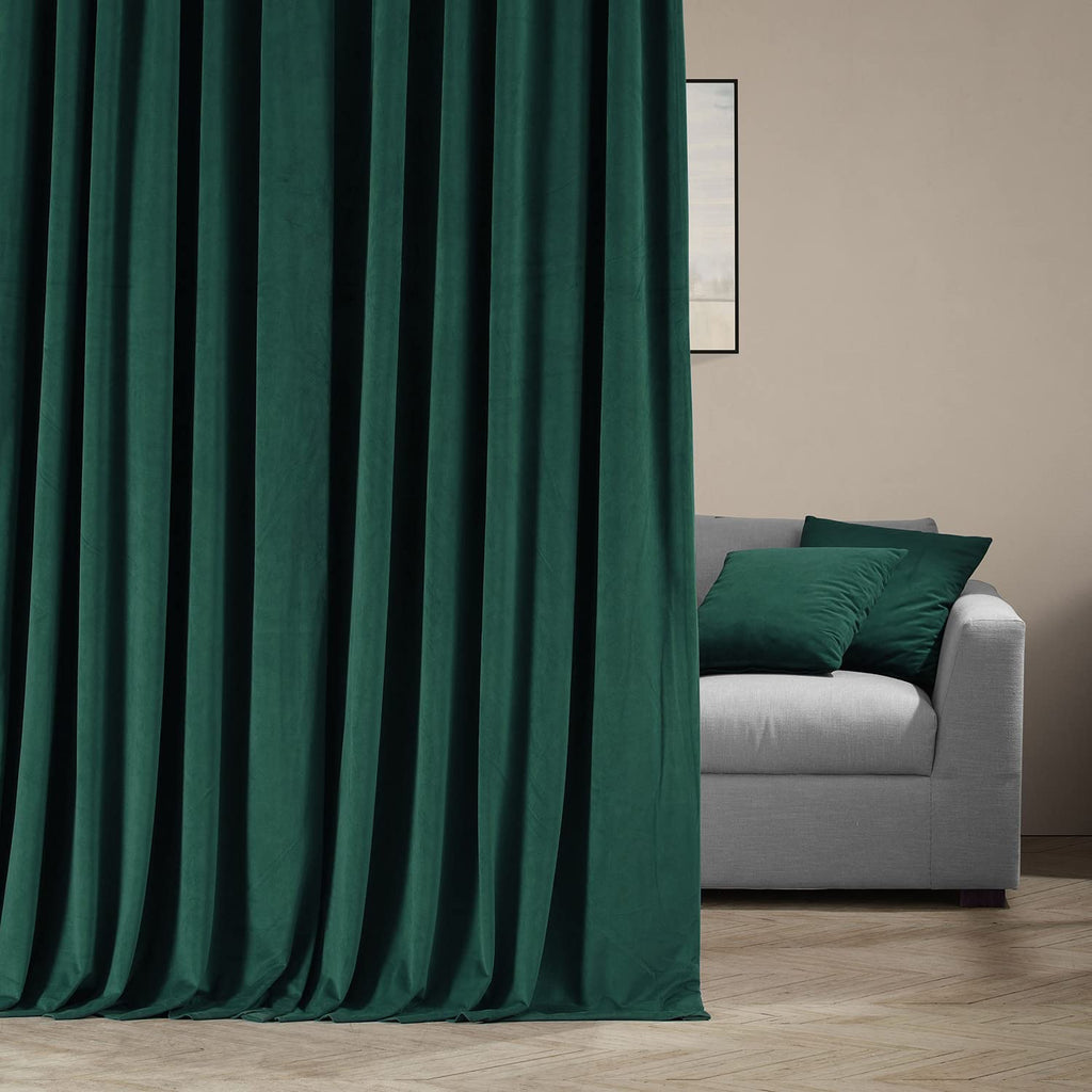 Hpd Half Price Drapes Signature Velvet Thermal Blackout Curtains For Living Room 108 Inch Long 1 Panel Rod Pocket Insulated Blackout Curtains For Bedroom Window Curtains, 100Wx108L, Blackforest Green