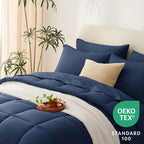Cozylux Navy Blue Comforter Set Queen 7 Pieces Bed In A Bag Navy Blue Bedding Sets Complete Bed Set For All Season With Comforter, Flat Sheets, Fitted Sheet, Pillowcases & Shams