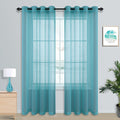 Summer Teal Curtains For Living Room 96 Inch Length Grommet Airy See Through Teal Blue Green Voile Sheer Curtains For Bedroom Pa