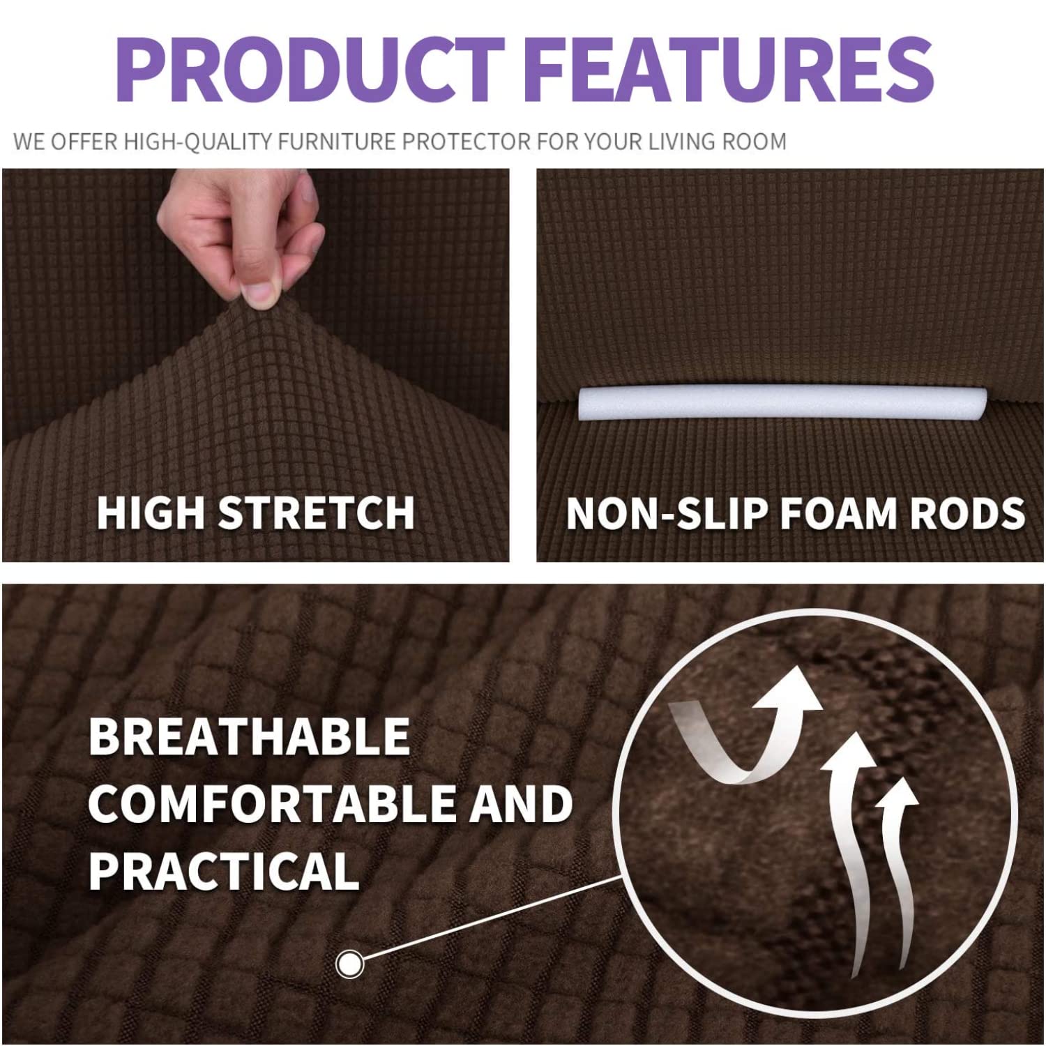 Znsayotx Stretch Oversized Couch Cover Universal Sofa Covers For Living Room Dogs Pet Furniture Protector Spandex Extra Large Sofa Slipcovers With Anti Slip Foam Sticks (Coffee, Xl Sofa)