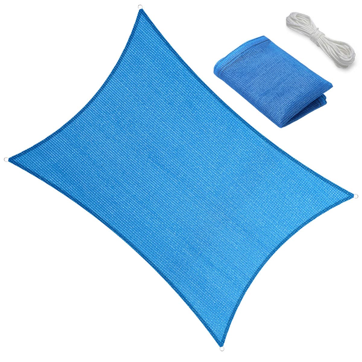 8' X 13' Sun Shade Sail Canopy Awning Permeable Fabric Pergola Cover, For Outdoor Patio Lawn Garden Backyard Carport, Blue