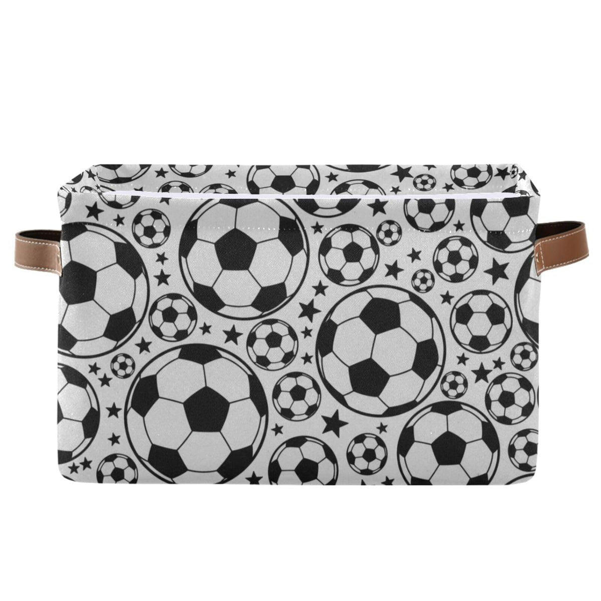 BOENLE Soccer Ball Football Large Storage Basket Cube Storage Bin Canvas Fabric Organizer Handles Collapsible Decorative for Clo