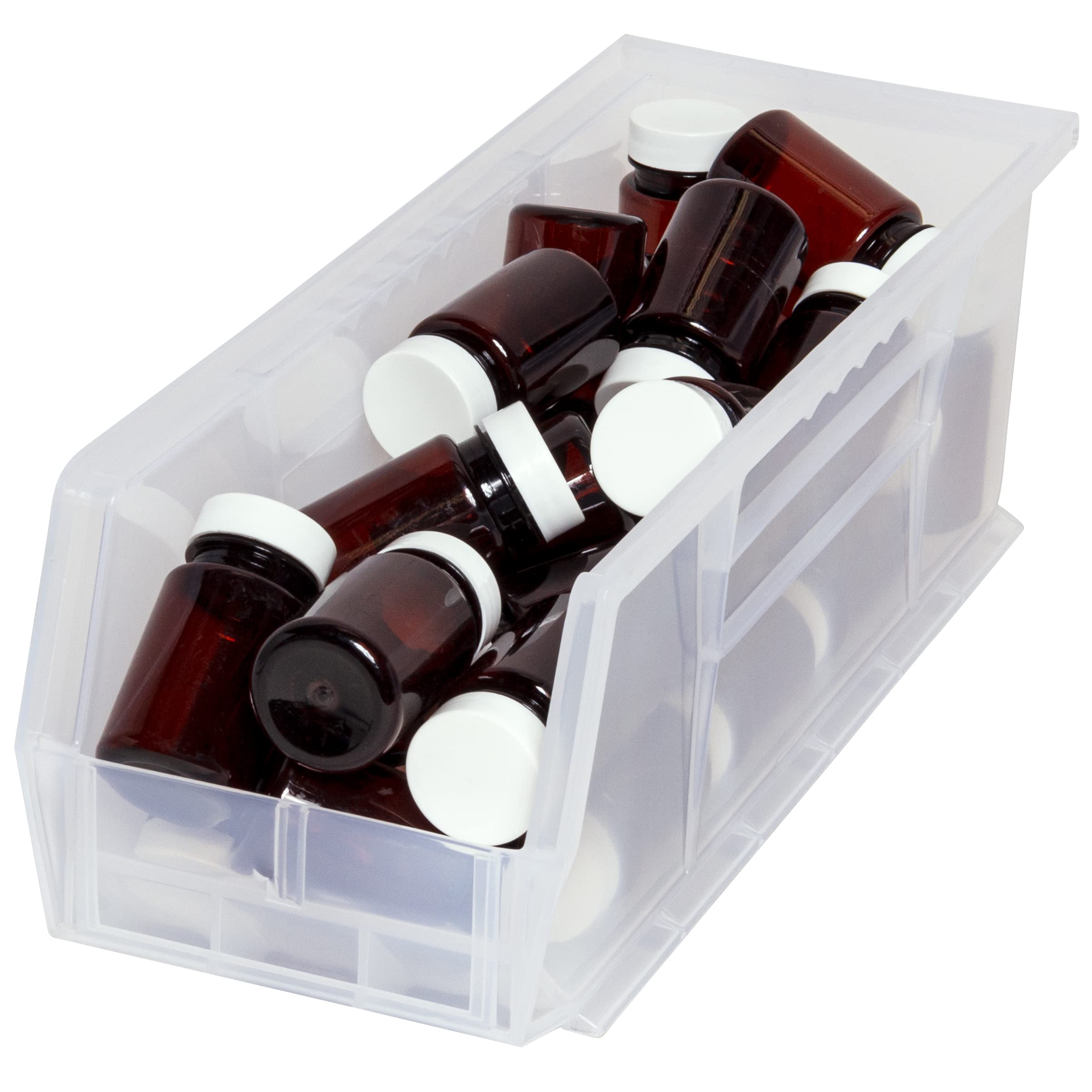 Akro-Mils 30234 Akrobins Plastic Hanging Stackable Storage Organizer Bin, 15-Inch X 5-Inch X 5-Inch, Clear, 12-Pack