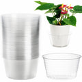 Tebery 50 Pack Clear Plastic Plant Saucer Drip Tray For Pots, 6 Inch Deep Flower Pot Saucers Water Catcher Tray Watering Trays F