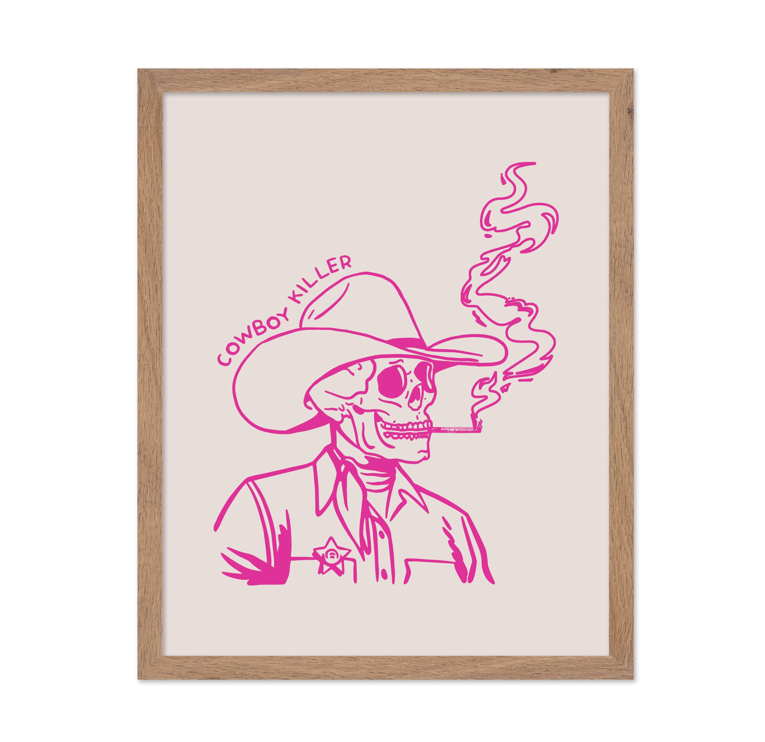 Poster Master Cowboy Killer Poster - Retro Pink Cowboy Print - Western Art - Wild West Art - Trendy Art - Cowgirl Art - Gift for
