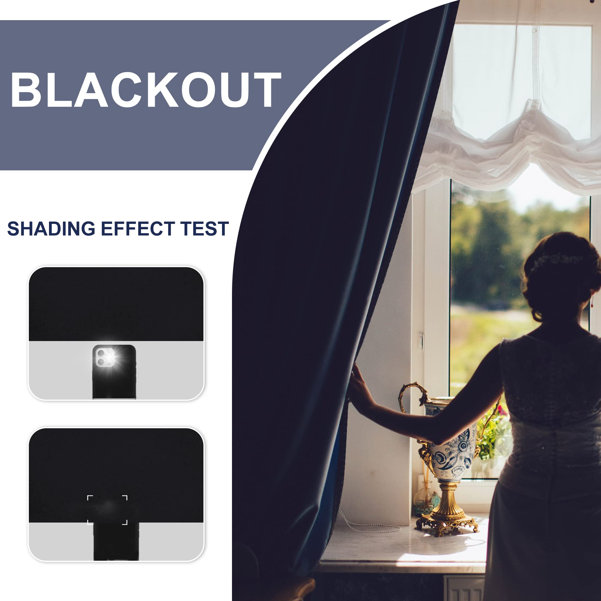 Jiuzhen Short Blackout Curtains For Small Window - Cafe Room Darkening Privacy Thermal Insulated Half Window Curtains Tiers For Bathroom,Kitchen, W 42 X L 36, Set Of 2 Panels With Tiebacks, Black