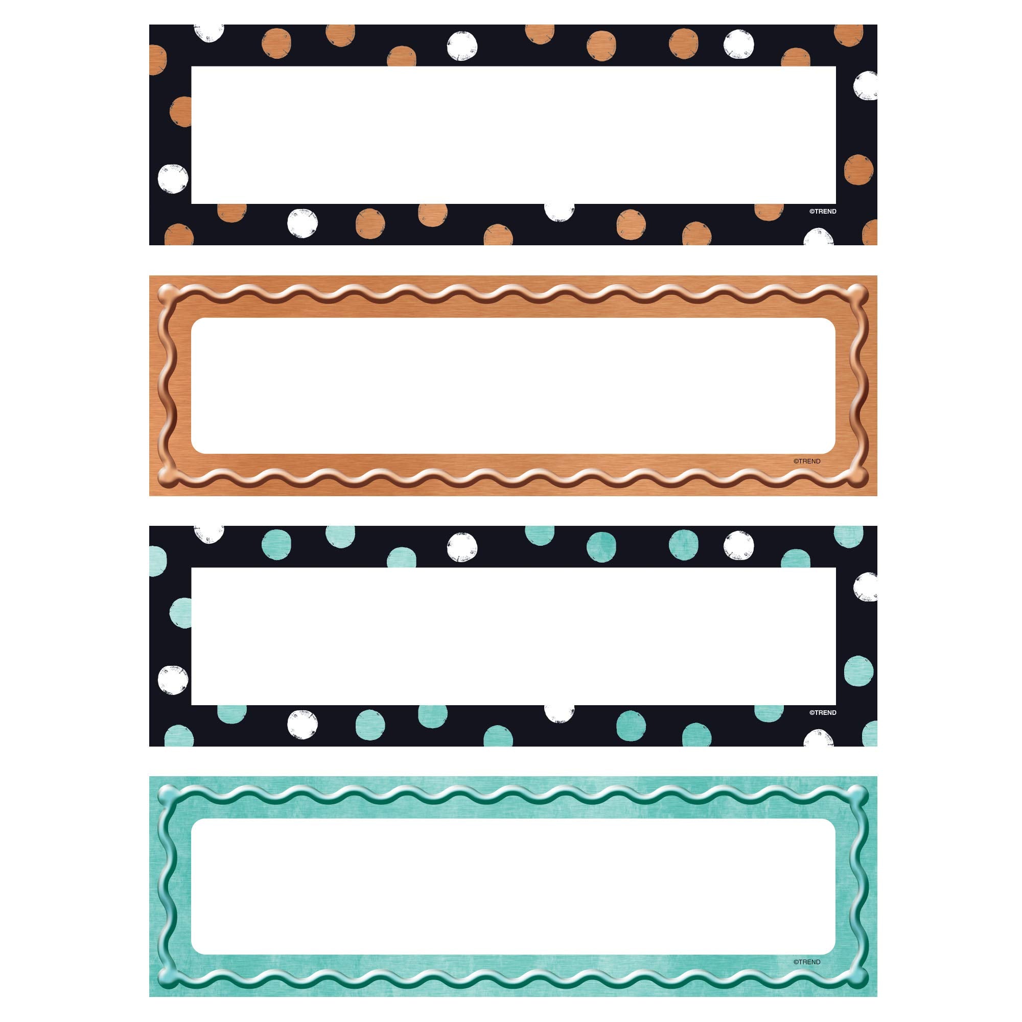 Trend I Love Metal Dots & Embossed Name Plates Variety Pack, 2-7/8' X 9-1/2', 32 Count