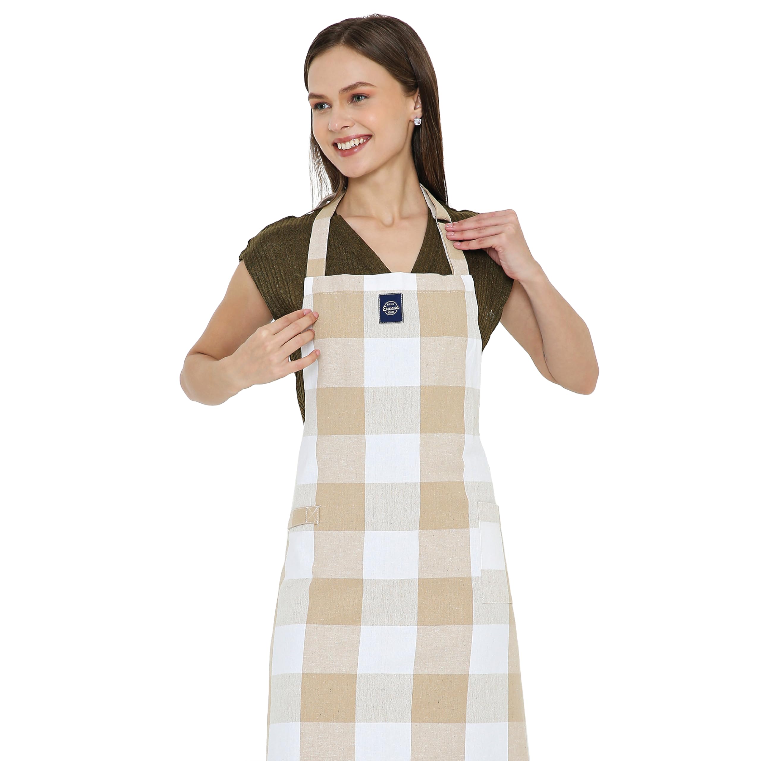 Encasa Xo Apron For Kitchen For Men & Women, Cotton Fabric With Adjustable Straps, Pocket & Towel Holder For Easy Cooking Buffa