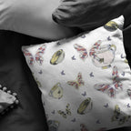 HomeRoots White Butterflies Decorative Suede Throw Pillow