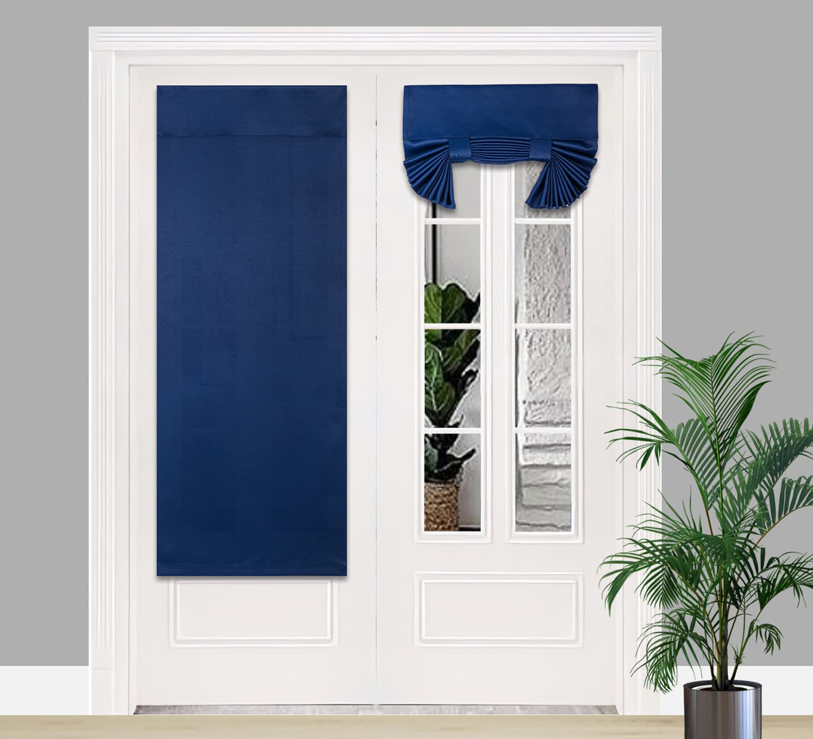 Pi Blackout French Door Curtain,Privacy Thermal Insulated Door Window Curtain For Glass Door/Front Door/Sliding Door/Patio Door 1 Panel (W30Xl68,Navy)