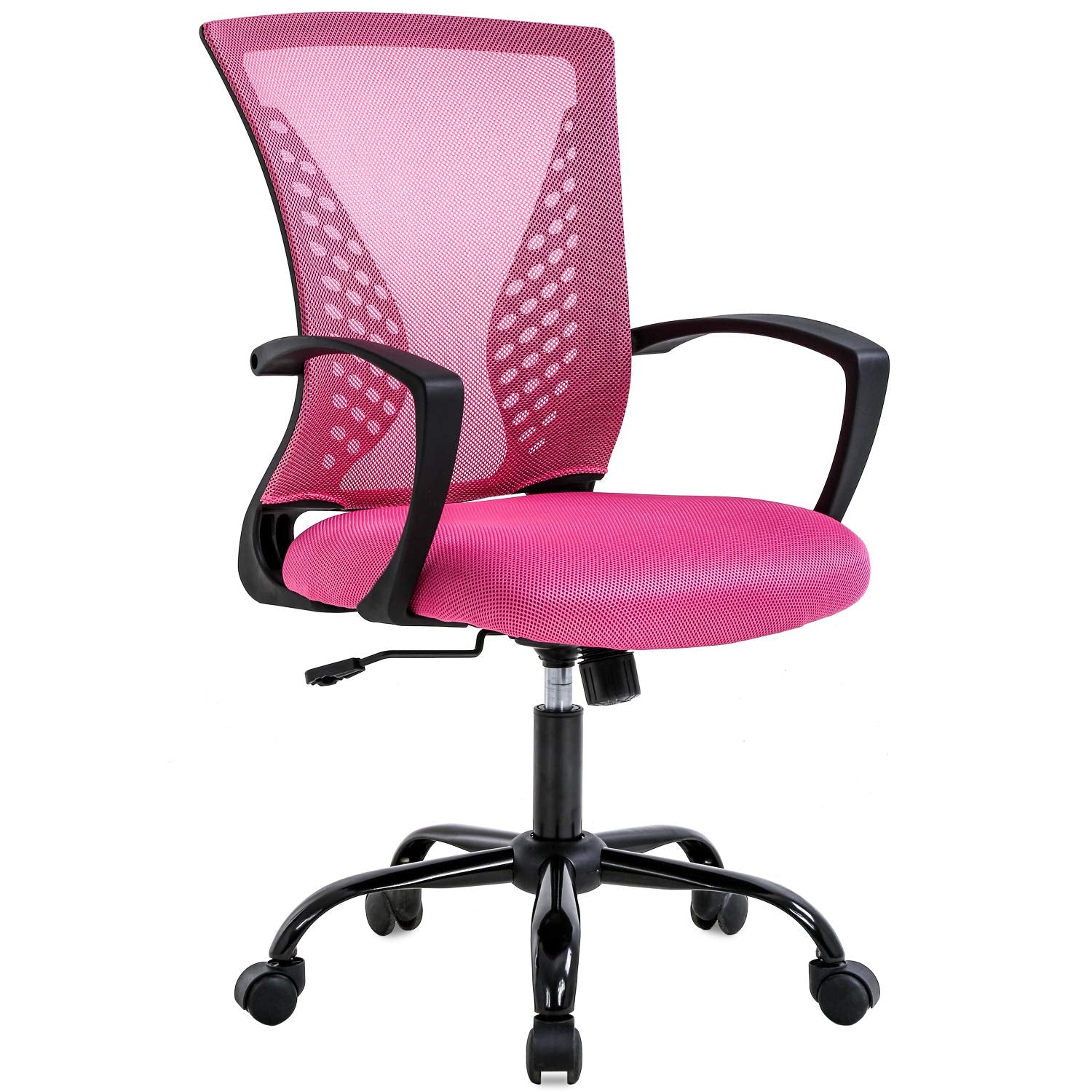 Office Chair Desk Chair Computer Chair With Lumbar Support Armrest Mid Back Rolling Swivel Task Adjustable Mesh Ergonomic Chair For Women Adults, Pink
